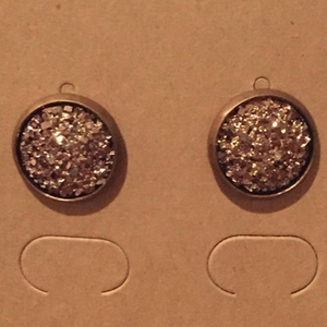 Antique Copper Earrings‎ with Rose Gold Druzy 12mm